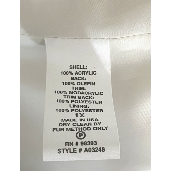 New Dennis Basso Ivory Beige Faux Fur Winter Coat - Made in USA - Picture 9 of 10